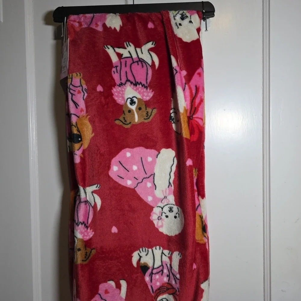 Love Valentine Dogs Plush Flannel Throw Blanket  50